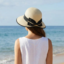 Load image into Gallery viewer, Open Back Bow Foldable Hat (57cm) - Natural Cream