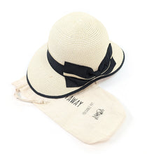 Load image into Gallery viewer, Open Back Bow Foldable Hat (57cm) - Natural Cream