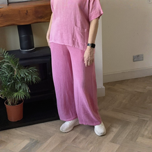 Load image into Gallery viewer, Linda Classic Pink Shirred Waistband Palazzo Trousers with Pockets | UK 10–16