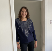 Load image into Gallery viewer, Laura Shining Rays Jumper - Navy | One Size (UK 12-16)