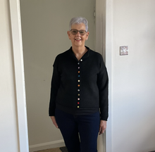 Load image into Gallery viewer, Rebecca Multi Coloured Button Cardigan - Black | One Size (UK 12-18)
