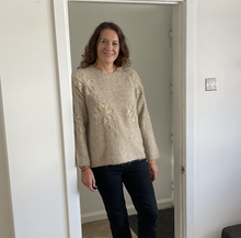 Load image into Gallery viewer, Sandra Embossed Flower Fluffy Jumper - Beige | One Size (UK 14-22)