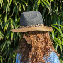 Load image into Gallery viewer, Two Tone Panama Foldable Hat (57cm) - Black/Natural