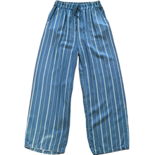 Load image into Gallery viewer, Lisa Medium Denim Stripped Wide Leg Trousers | Eco-Friendly Tencel UK 8–14