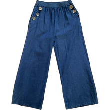 Load image into Gallery viewer, Ashley Dark Denim 3 Gold Button Trousers | Elastic Waist UK 10–14