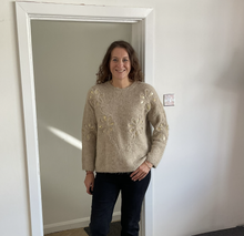Load image into Gallery viewer, Sandra Embossed Flower Fluffy Jumper - Beige | One Size (UK 14-22)