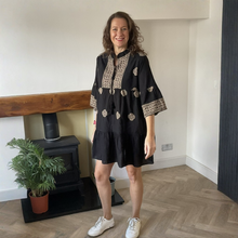 Load image into Gallery viewer, Patricia Black Gold Embroidered Summer Dress | One Size UK 12–18