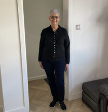 Load image into Gallery viewer, Rebecca Multi Coloured Button Cardigan - Black | One Size (UK 12-18)