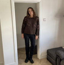 Load image into Gallery viewer, Sandra Embossed Flower Fluffy Jumper - Brown | One Size (UK 14-22)