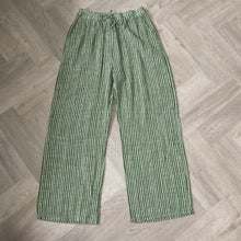 Load image into Gallery viewer, Mary Apple green Stripe Wide Leg Cotton Trousers | UK 10–14
