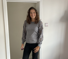 Load image into Gallery viewer, Stephanie Lace Arm Jumper - Grey | One Size (UK 10-16)