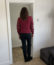 Load image into Gallery viewer, Stephanie Lace Arm Jumper - Burgundy | One Size (UK 10-16)