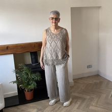 Load image into Gallery viewer, Linda Classic Beige Shirred Waistband Palazzo Trousers with Pockets | UK 10–16