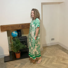 Load image into Gallery viewer, Apple Green animal design floaty dress with pockets (A172)