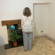 Load image into Gallery viewer, Mary Blue Stripe Wide Leg Cotton Trousers | UK 10–14