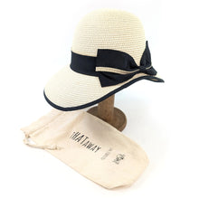 Load image into Gallery viewer, Open Back Bow Foldable Hat (57cm) - Natural Cream