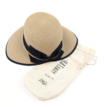 Load image into Gallery viewer, Open Back Bow Foldable Hat (57cm) - Dark Natural
