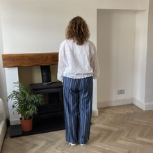 Load image into Gallery viewer, Lisa Dark Denim Stripped Wide Leg Trousers | Eco-Friendly Tencel UK 8–14