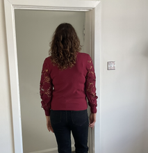 Load image into Gallery viewer, Stephanie Lace Arm Jumper - Burgundy | One Size (UK 10-16)