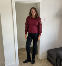 Load image into Gallery viewer, Stephanie Lace Arm Jumper - Burgundy | One Size (UK 10-16)