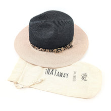 Load image into Gallery viewer, Two Tone Panama Foldable Hat (57cm) - Black/Pink