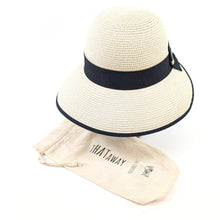 Load image into Gallery viewer, Open Back Bow Foldable Hat (57cm) - Natural Cream