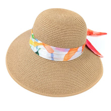 Load image into Gallery viewer, Watercolour Brights Open Back Hat - Natural (57cm)