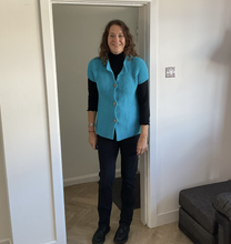 Load image into Gallery viewer, Donna Bright turquoise 3 button waistcoat a174