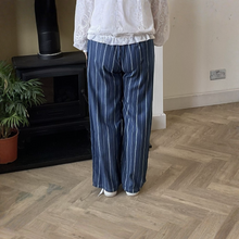 Load image into Gallery viewer, Lisa Dark Denim Stripped Wide Leg Trousers | Eco-Friendly Tencel UK 8–14
