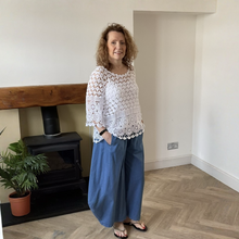 Load image into Gallery viewer, Susan Dark Denim Ballon Baggy Trousers | Elastic Waist UK 13–18