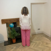 Load image into Gallery viewer, Mary Fuchsia & White Stripe Wide Leg Cotton Trousers | UK 10–14