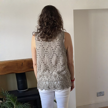 Load image into Gallery viewer, Jessica Sunny Beige Pom Pom Crochet Vest Top with Lace Trim | UK 12–18