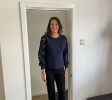 Load image into Gallery viewer, Stephanie Lace Arm Jumper - Navy | One Size (UK 10-16)