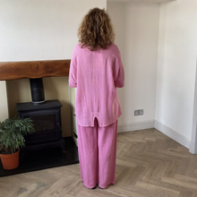 Load image into Gallery viewer, Linda Classic Pink Shirred Waistband Palazzo Trousers with Pockets | UK 10–16