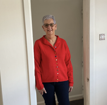 Load image into Gallery viewer, Rebecca Multi Coloured Button Cardigan - Red | One Size (UK 12-18)