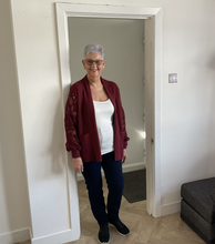 Load image into Gallery viewer, Melissa Lace Arm Cardigan - Burgundy | One Size (UK 14-22)