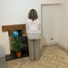 Load image into Gallery viewer, Mary Mocha Stripe Wide Leg Cotton Trousers | UK 10–14