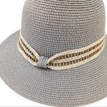 Load image into Gallery viewer, Rope & Lace Band Cloche Foldable Hat (57cm) - Grey