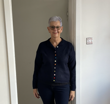 Load image into Gallery viewer, Rebecca Multi Coloured Button Cardigan - Navy | One Size (UK 12-18)