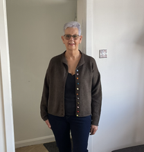 Load image into Gallery viewer, Rebecca Multi Coloured Button Cardigan - Brown | One Size (UK 12-18)