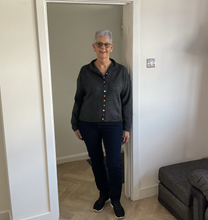 Load image into Gallery viewer, Rebecca Multi Coloured Button Cardigan - Dark Grey | One Size (UK 12-18)