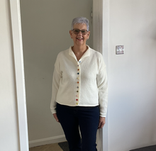 Load image into Gallery viewer, Product Title: Rebecca Multi Coloured Button Cardigan - Cream | One Size (UK 12-18)