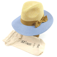 Load image into Gallery viewer, Two Tone Panama Foldable Hat - Blue/Natural (with Bag)