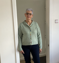 Load image into Gallery viewer, Rebecca Multi Coloured Button Cardigan - Sage Green | One Size (UK 12-18)