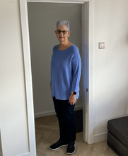 Load image into Gallery viewer, Amy Big Round Neck Jumper - Blue | One Size (UK 14-20)