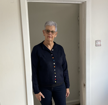 Load image into Gallery viewer, Rebecca Multi Coloured Button Cardigan - Navy | One Size (UK 12-18)