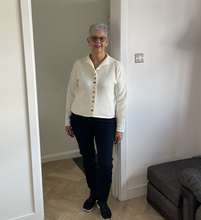 Load image into Gallery viewer, Product Title: Rebecca Multi Coloured Button Cardigan - Cream | One Size (UK 12-18)