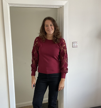 Load image into Gallery viewer, Stephanie Lace Arm Jumper - Burgundy | One Size (UK 10-16)