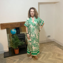 Load image into Gallery viewer, Apple Green animal design floaty dress with pockets (A172)