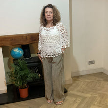 Load image into Gallery viewer, Mary Mocha Stripe Wide Leg Cotton Trousers | UK 10–14